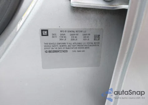 2017 Chevrolet Cruze Lt Auto from USA, damaged, VIN 1G1BE5SM8H7274209